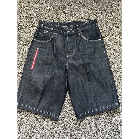 EIGHT 732 Embroidered Men’s 36x13 Baggy Skater Blue Jean Denim Shorts Hip HopYS - Picture 2 of 10
